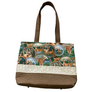 Hand Made Quilted Woodland Animal Tote Bag Cottage Core Forest Fairy